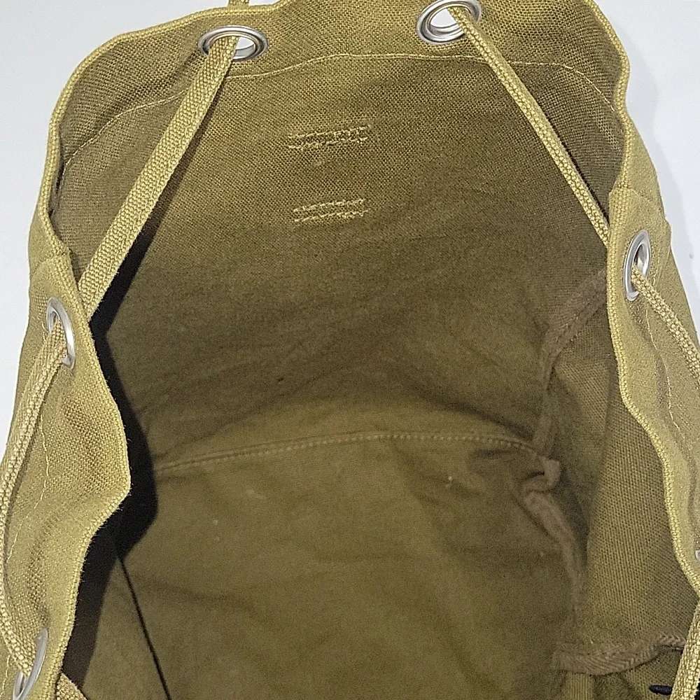 Baggu Olive Green Canvas Drawstring Backpack